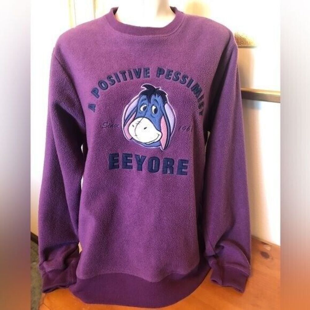 Disney Women's Small‎ Purple Eeyore "A Positive Pessimist" Pullover Sweatshirt